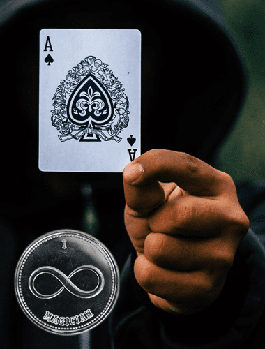 Magician with Ace of Spades and Tarot Coin